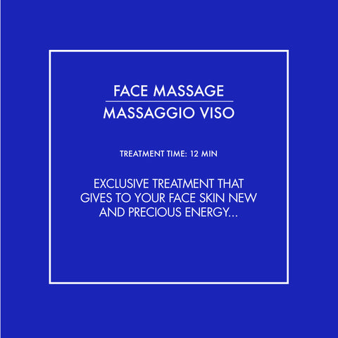 Exclusive treatment that gives to your face skin new and precious energy. Performed with specific massage techniques that will regenerate the appearence of your skin, making it look more bright and relaxed.