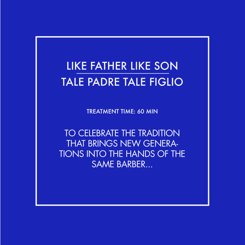 To celebrate the tradition that brings new generations into the hands of the same barber; traditional scissor cut with style consultation with one of our master barbers, includes shampoo treatment before and after the cut.