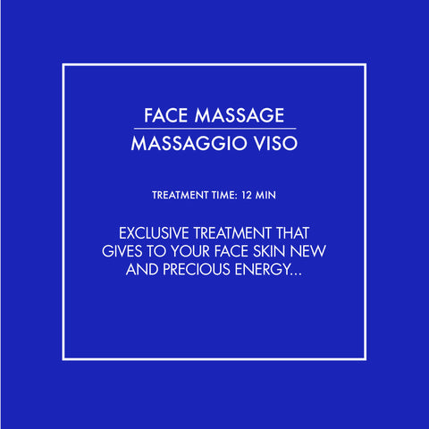 Exclusive treatment that gives to your face skin new and precious energy. Performed with specific massage techniques that will regenerate the appearence of your skin, making it look more bright and relaxed.